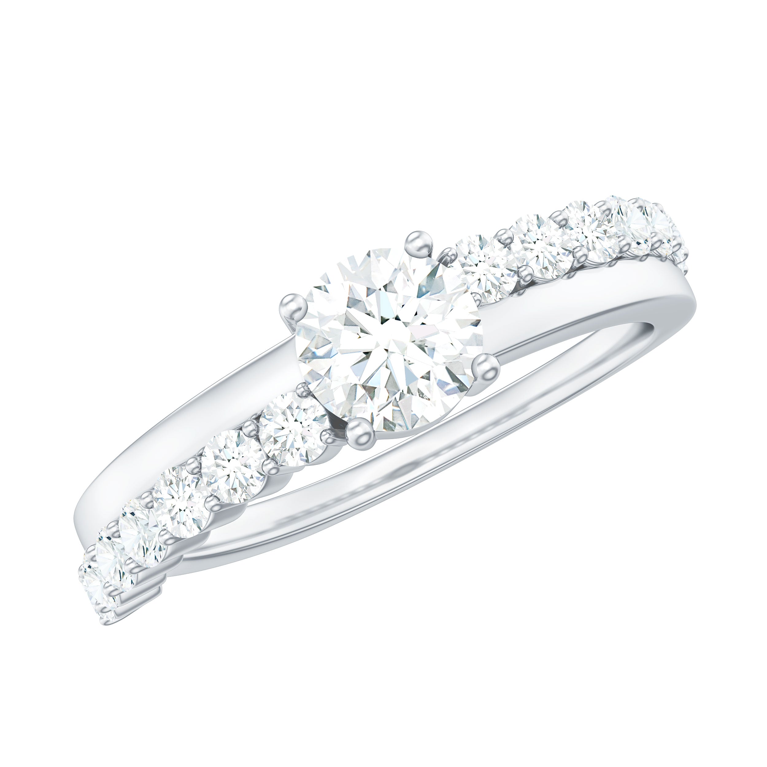 1 CT Round Cut Cubic Zirconia Promise Ring in Prong Setting AAAA - Rosec Jewels