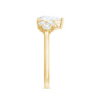 Zircon Teardrop Engagement Ring with Cluster Accent AAAA - Rosec Jewels