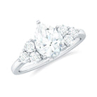 Certified 1.3 Carat Moissanite Pear Engagement Ring with Trio D-VS1 - Rosec Jewels