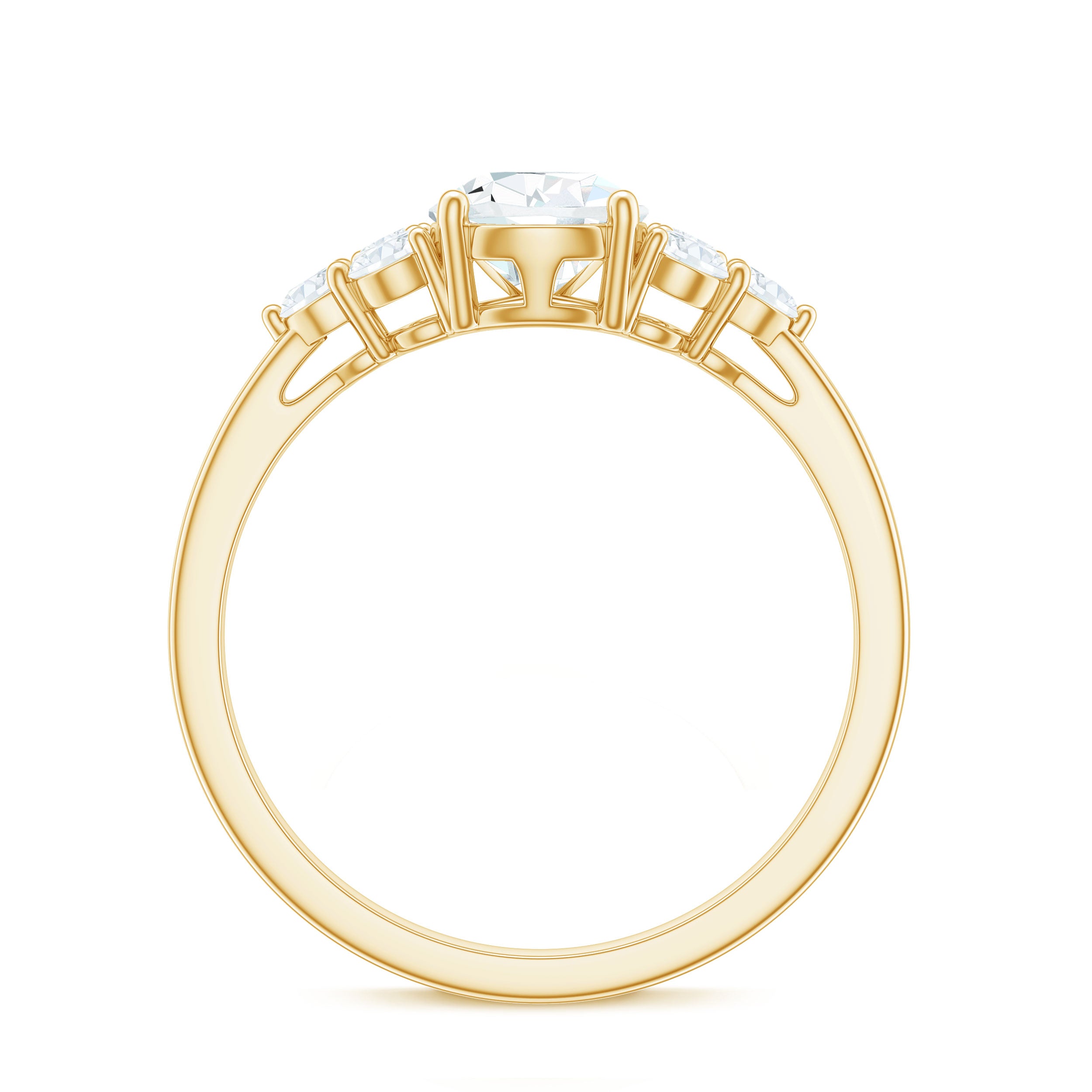 Certified 1.3 Carat Moissanite Pear Engagement Ring with Trio D-VS1 - Rosec Jewels