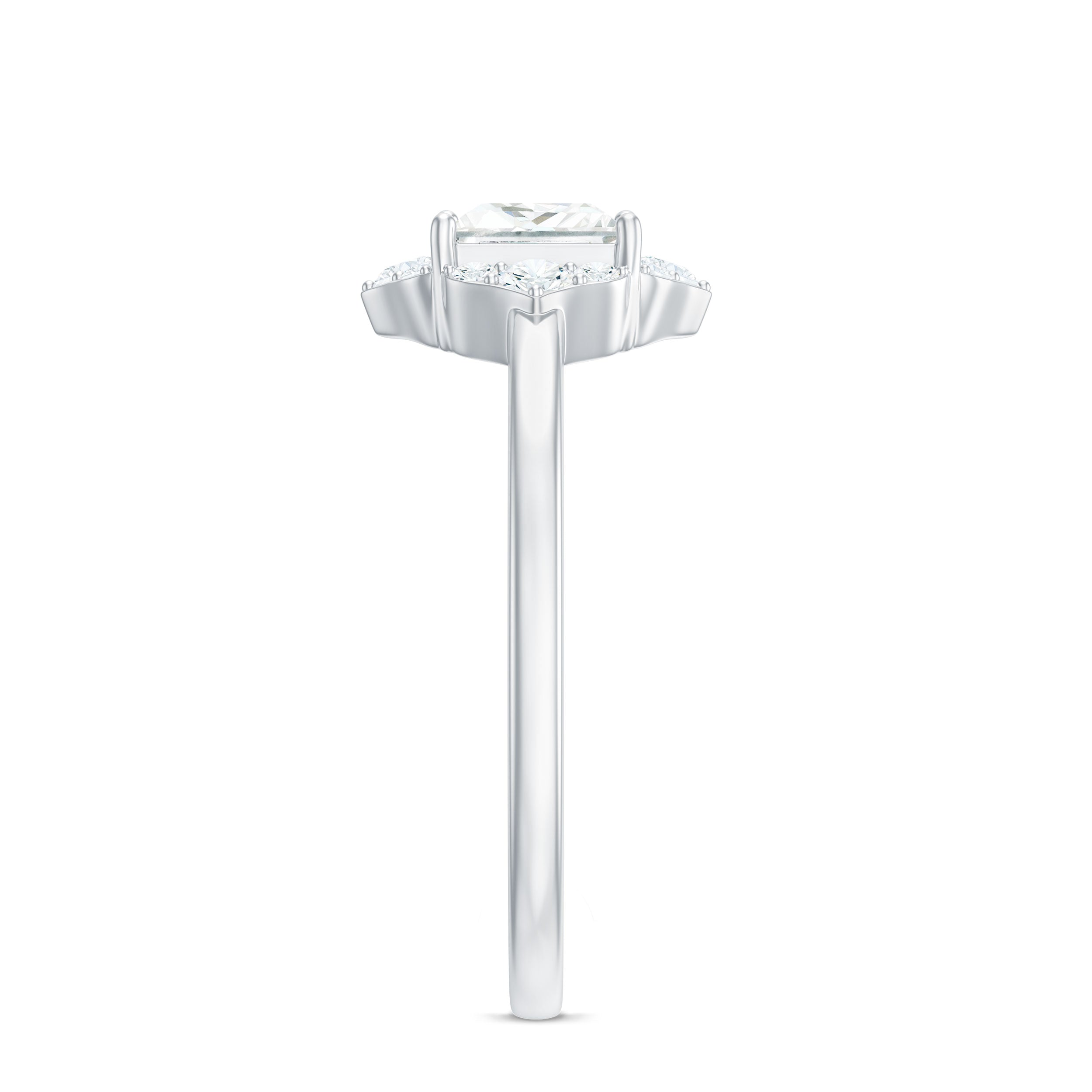 Rosec Jewels-Princess Cut Moissanite Floral Engagement Ring for Women