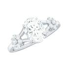 Oval Cut Moissanite Flower Engagement Ring in Split Shank D-VS1 - Rosec Jewels