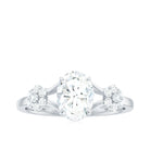 Oval Cut Moissanite Flower Engagement Ring in Split Shank D-VS1 - Rosec Jewels