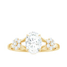 Oval Cut Moissanite Flower Engagement Ring in Split Shank D-VS1 - Rosec Jewels