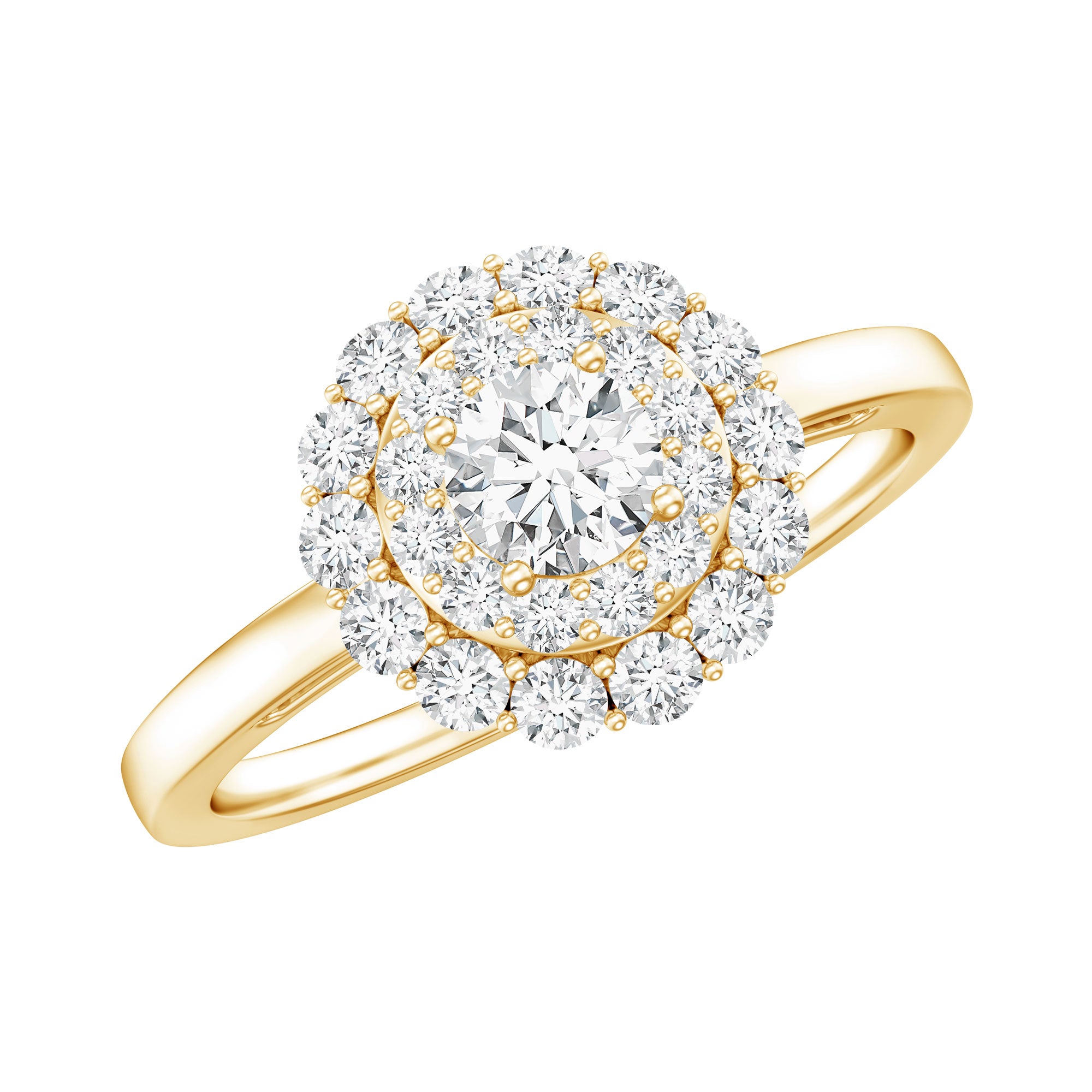 Certified Round Moissanite Double Halo Engagement Ring D-VS1 - Rosec Jewels