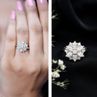 Womens Moissanite Flower Engagement Ring with Certificate D-VS1 - Rosec Jewels