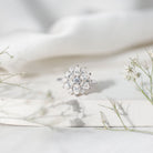 Womens Moissanite Flower Engagement Ring with Certificate D-VS1 - Rosec Jewels