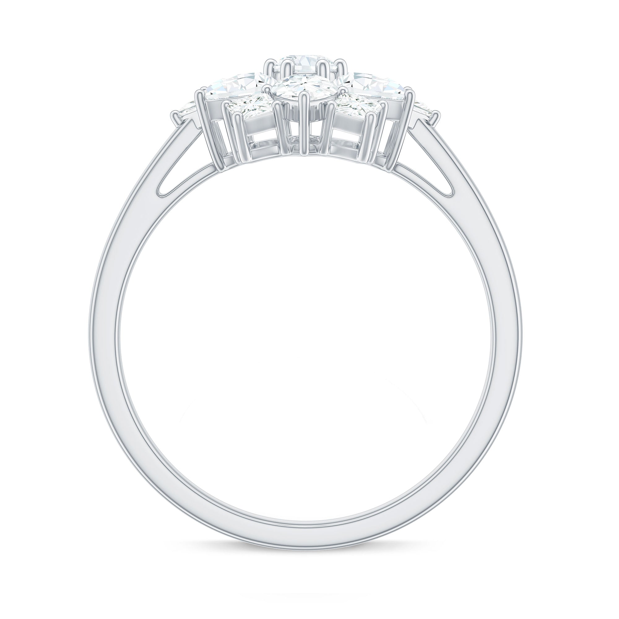 Womens Moissanite Flower Engagement Ring with Certificate D-VS1 - Rosec Jewels