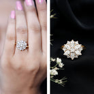 Womens Moissanite Flower Engagement Ring with Certificate D-VS1 - Rosec Jewels