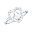 1 CT Round Cut Zircon Heart Engagement Ring with Halo AAAA - Rosec Jewels