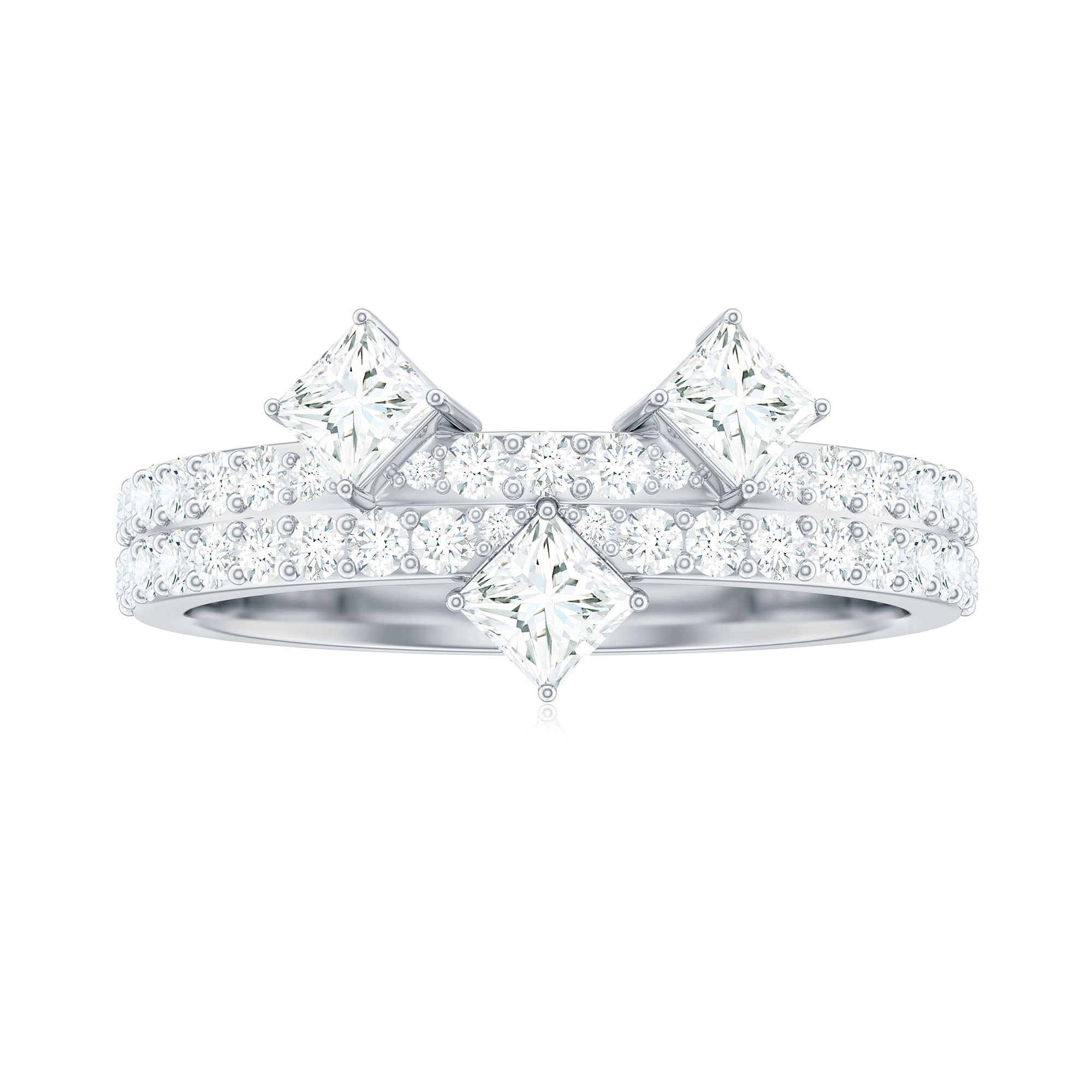 Princess and Round Cut Moissanite Designer Wedding Band D-VS1 - Rosec Jewels
