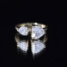 Heart Shape Moissanite Two Stone Cuff Ring D-VS1 - Rosec Jewels