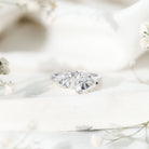 Heart Shape Moissanite Two Stone Cuff Ring D-VS1 - Rosec Jewels