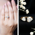 Heart Shape Moissanite Two Stone Cuff Ring D-VS1 - Rosec Jewels