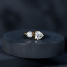 Heart Shape Moissanite Two Stone Cuff Ring D-VS1 - Rosec Jewels