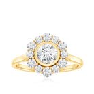 Round Moissanite Statement Engagement Ring with Halo D-VS1 - Rosec Jewels