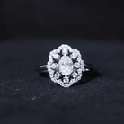 Rosec Jewels-Oval Shaped Moissanite Flower Engagement Ring