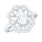 Rosec Jewels-Oval Shaped Moissanite Flower Engagement Ring