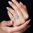 Rosec Jewels-Oval Shaped Moissanite Flower Engagement Ring