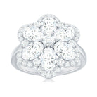 5.50 CT Oval and Round Cut Zircon Floral Statement Ring AAAA - Rosec Jewels