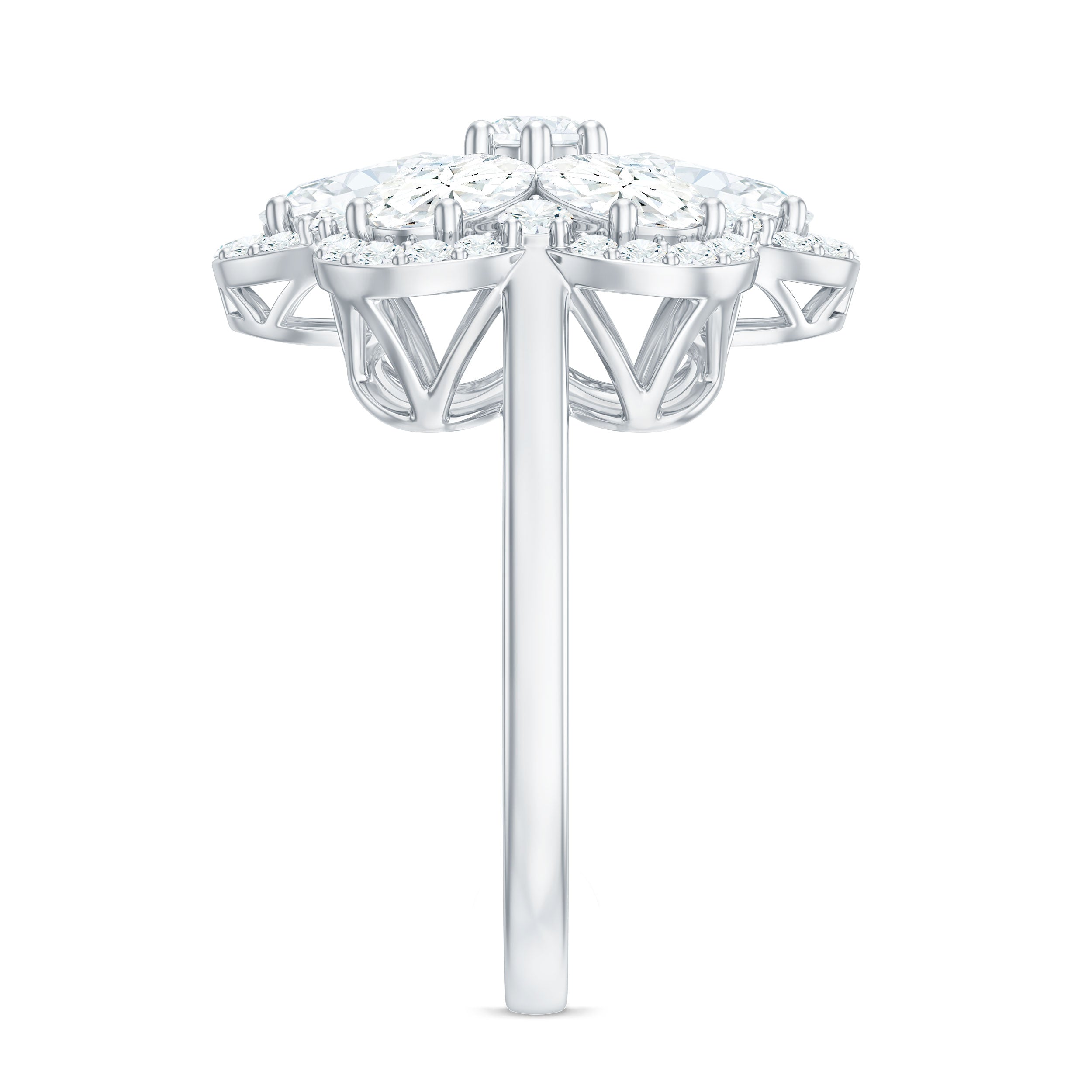 Certified Moissanite Huge Flower Engagement Ring D-VS1 - Rosec Jewels
