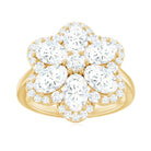 Certified Moissanite Huge Flower Engagement Ring D-VS1 - Rosec Jewels