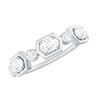 Oval and Round Certified Moissanite Half Eternity Ring D-VS1 - Rosec Jewels