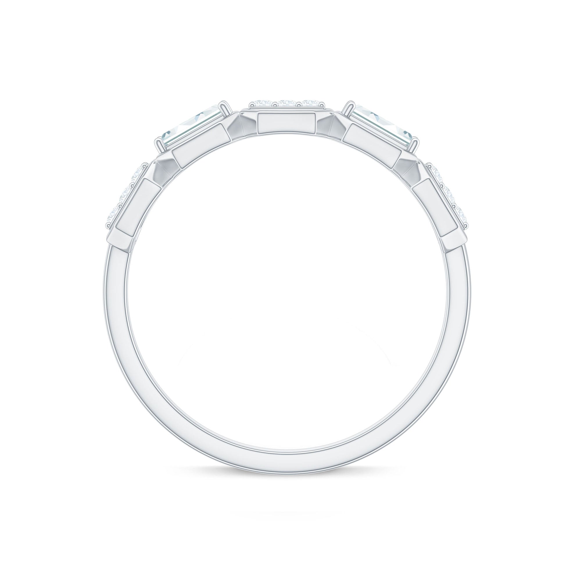 Certified Moissanite Geometric Half Eternity Ring D-VS1 - Rosec Jewels