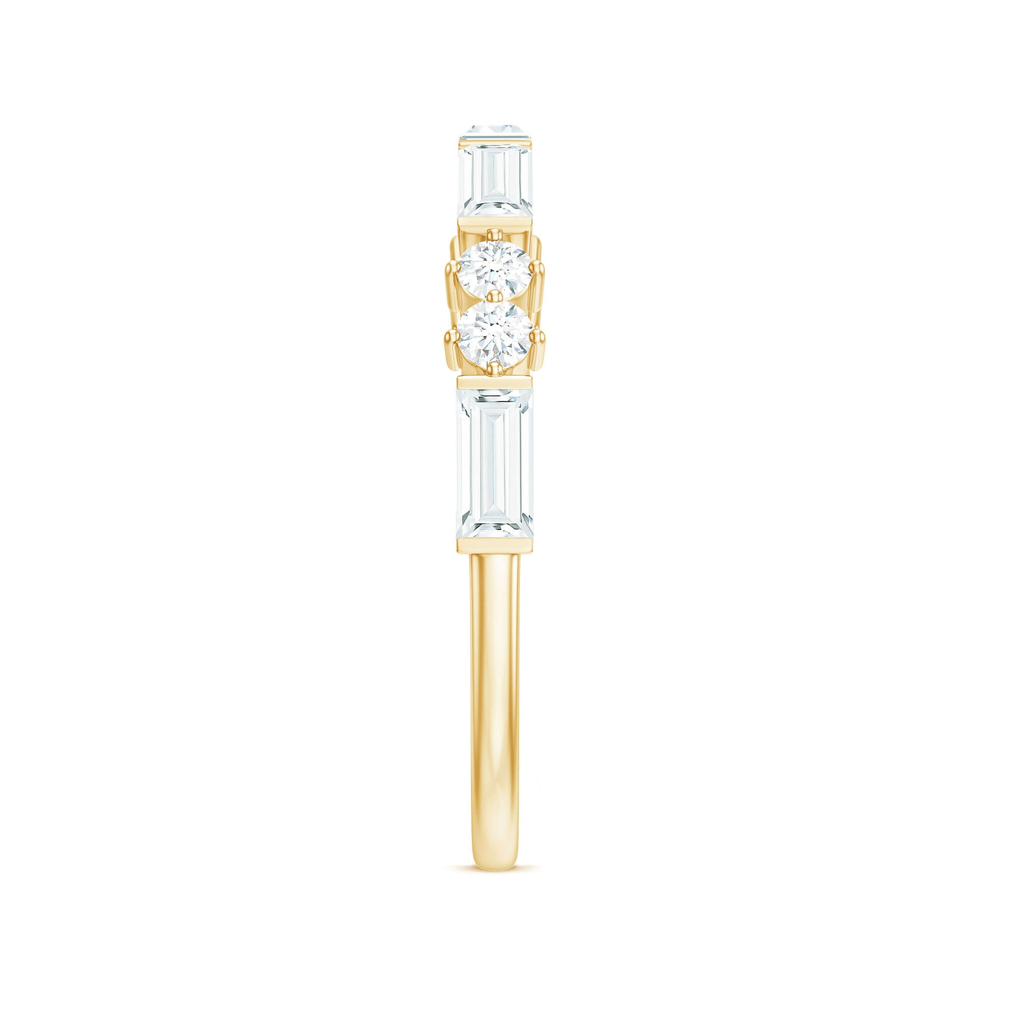 Baguette Cut Moissanite Minimalist Half Eternity Ring D-VS1 - Rosec Jewels