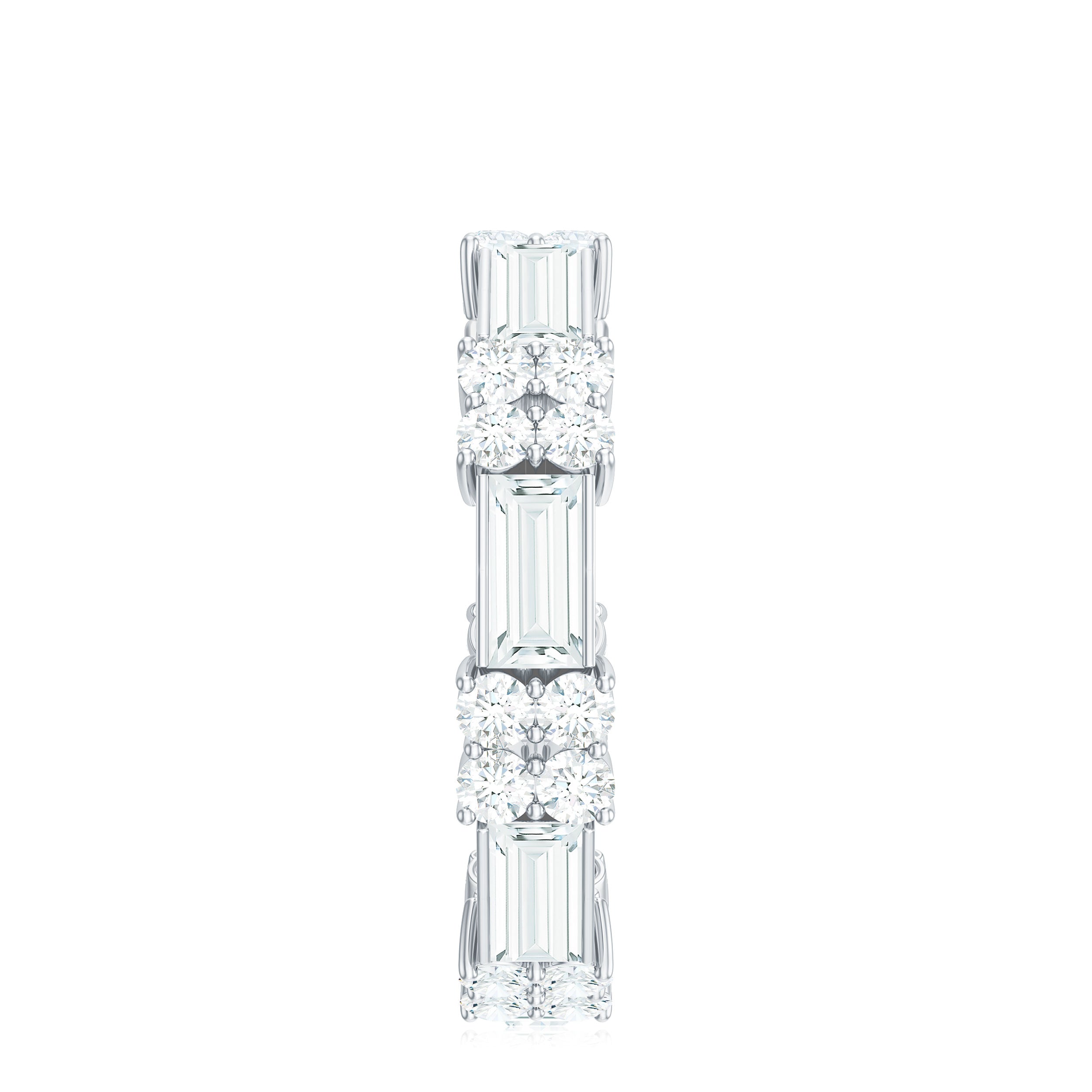 Moissanite Round and Baguette Wedding Band D-VS1 - Rosec Jewels