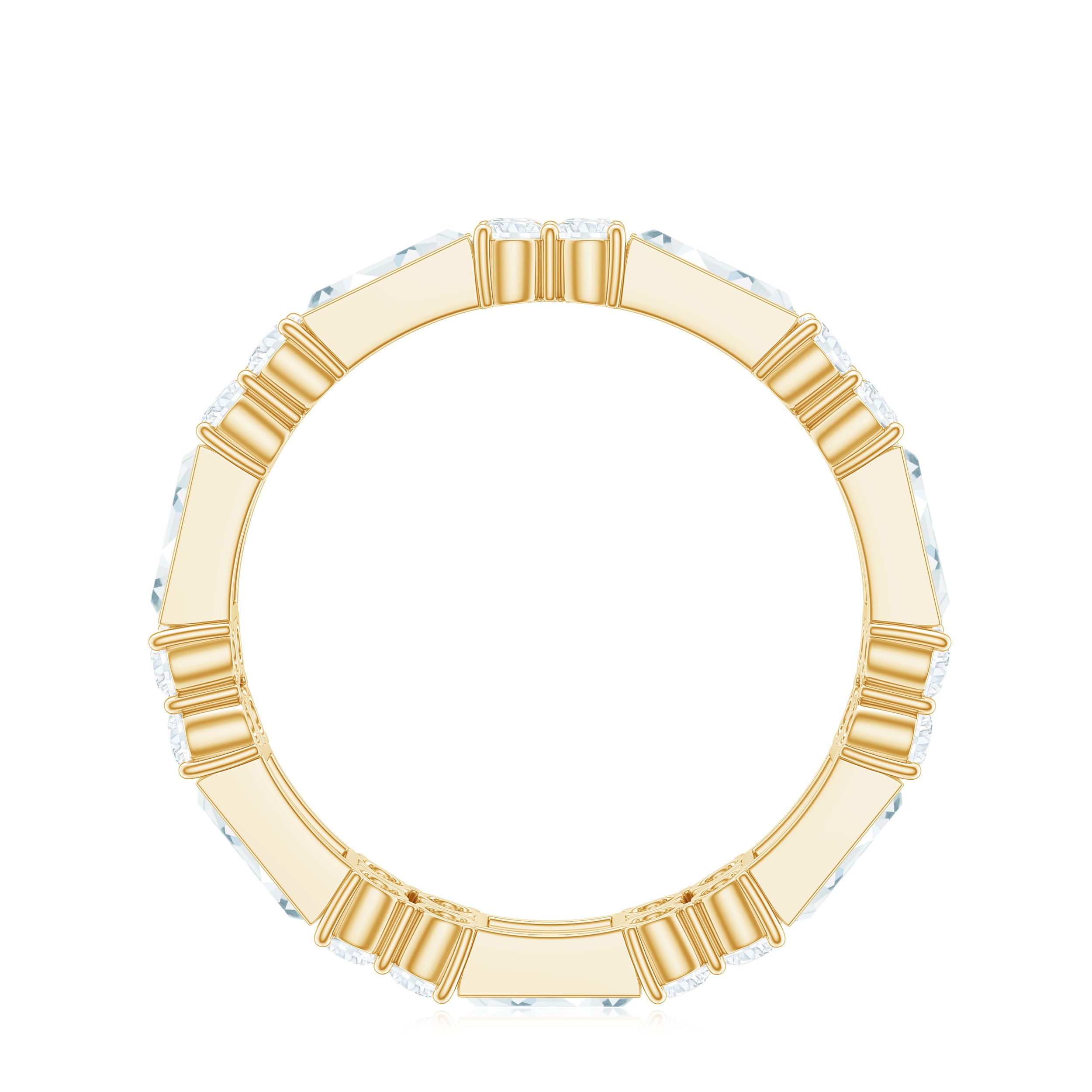 Moissanite Round and Baguette Wedding Band D-VS1 - Rosec Jewels
