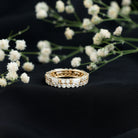 Certified Moissanite Two Row Wedding Band Ring D-VS1 - Rosec Jewels