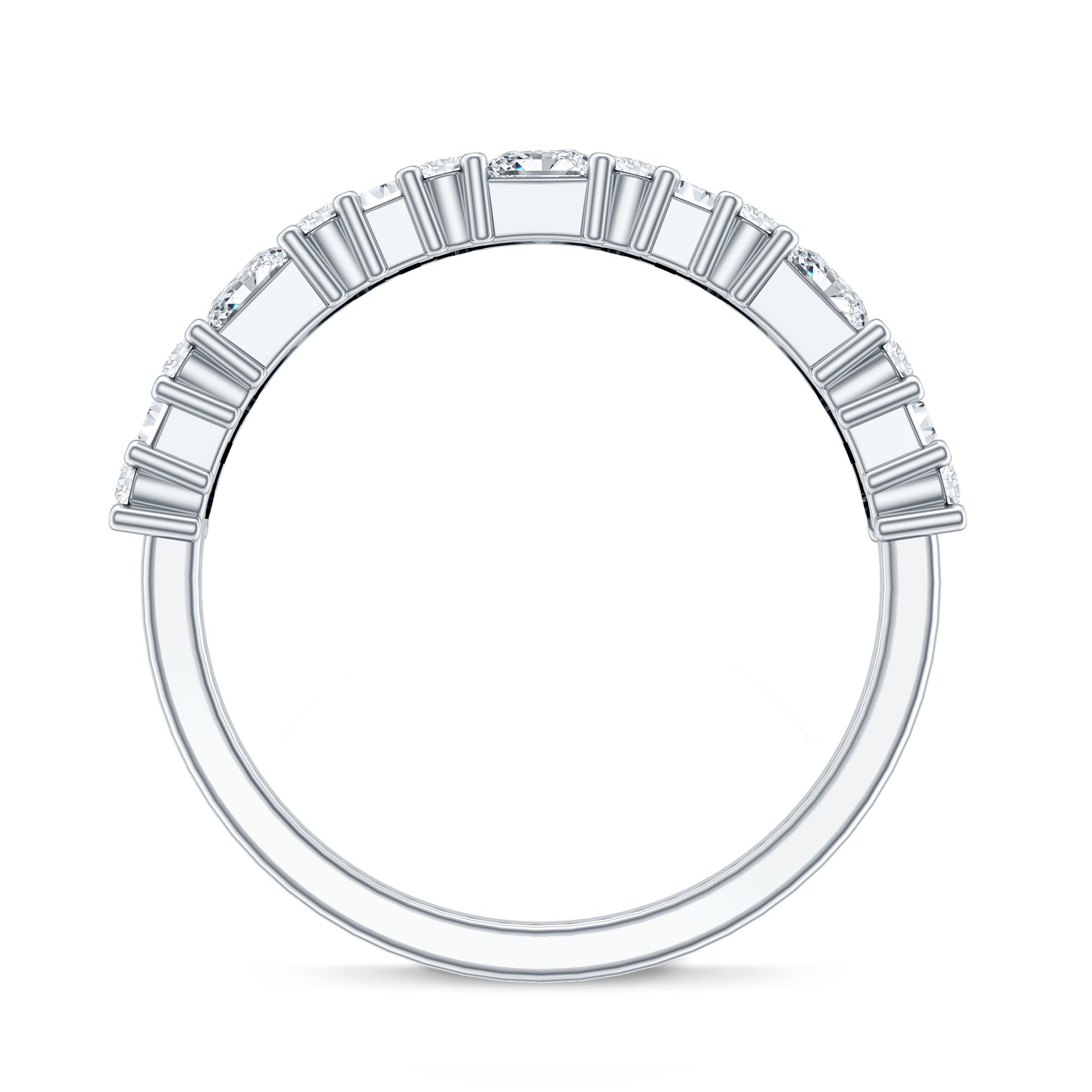 Certified Moissanite Half Eternity Wedding Band for Women D-VS1 - Rosec Jewels