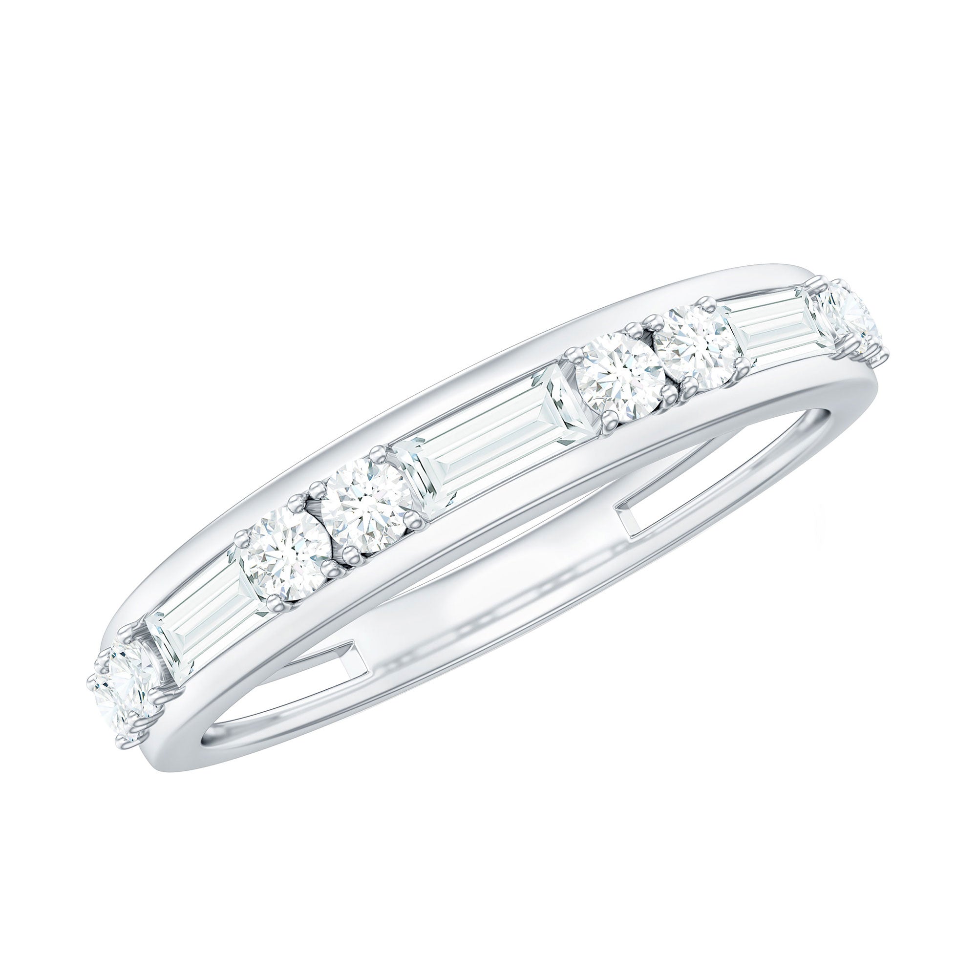 1 CT Minimal Simulated Diamond Half Eternity Band Ring in Gold