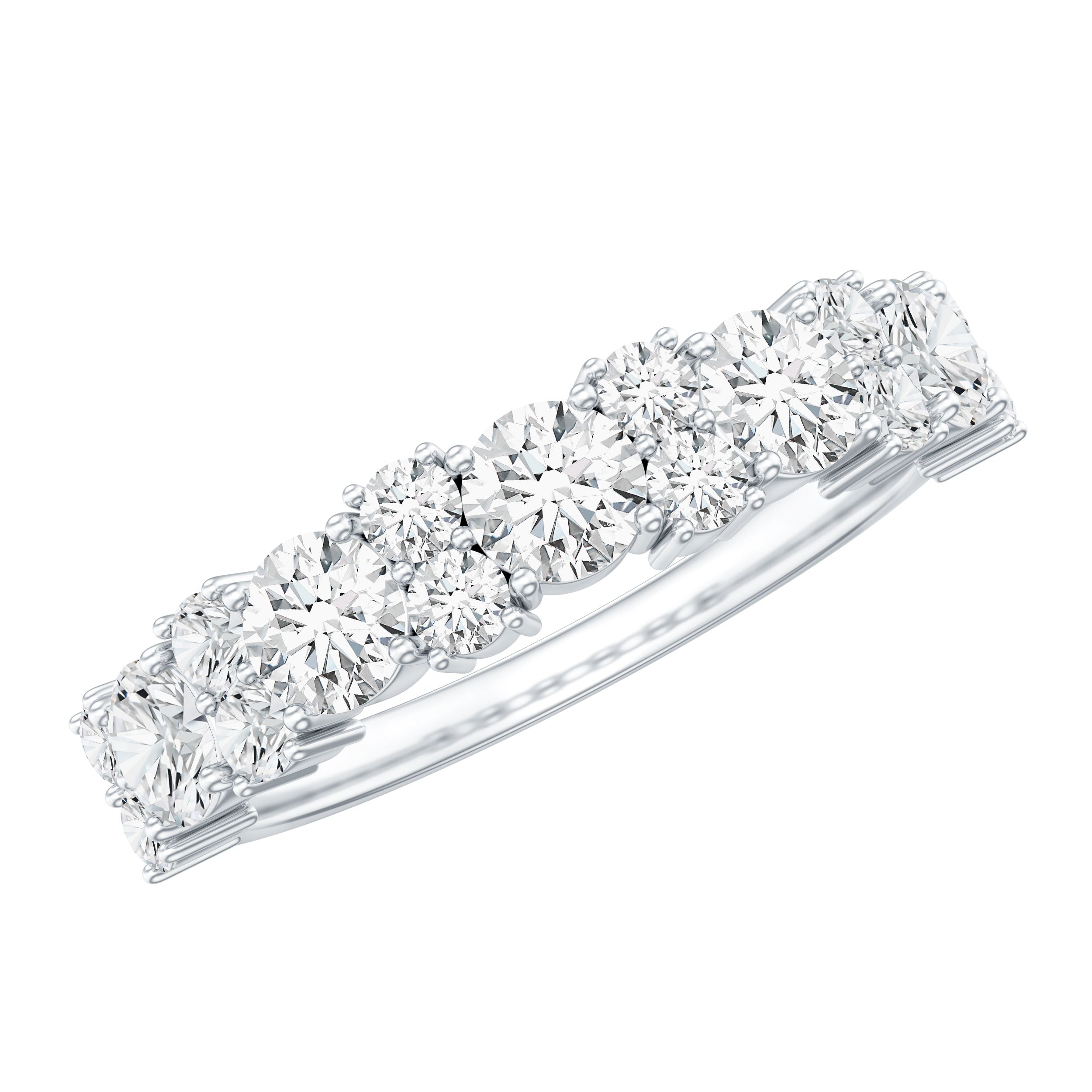 Moissanite Half Eternity Wedding Band with Certificate D-VS1 - Rosec Jewels