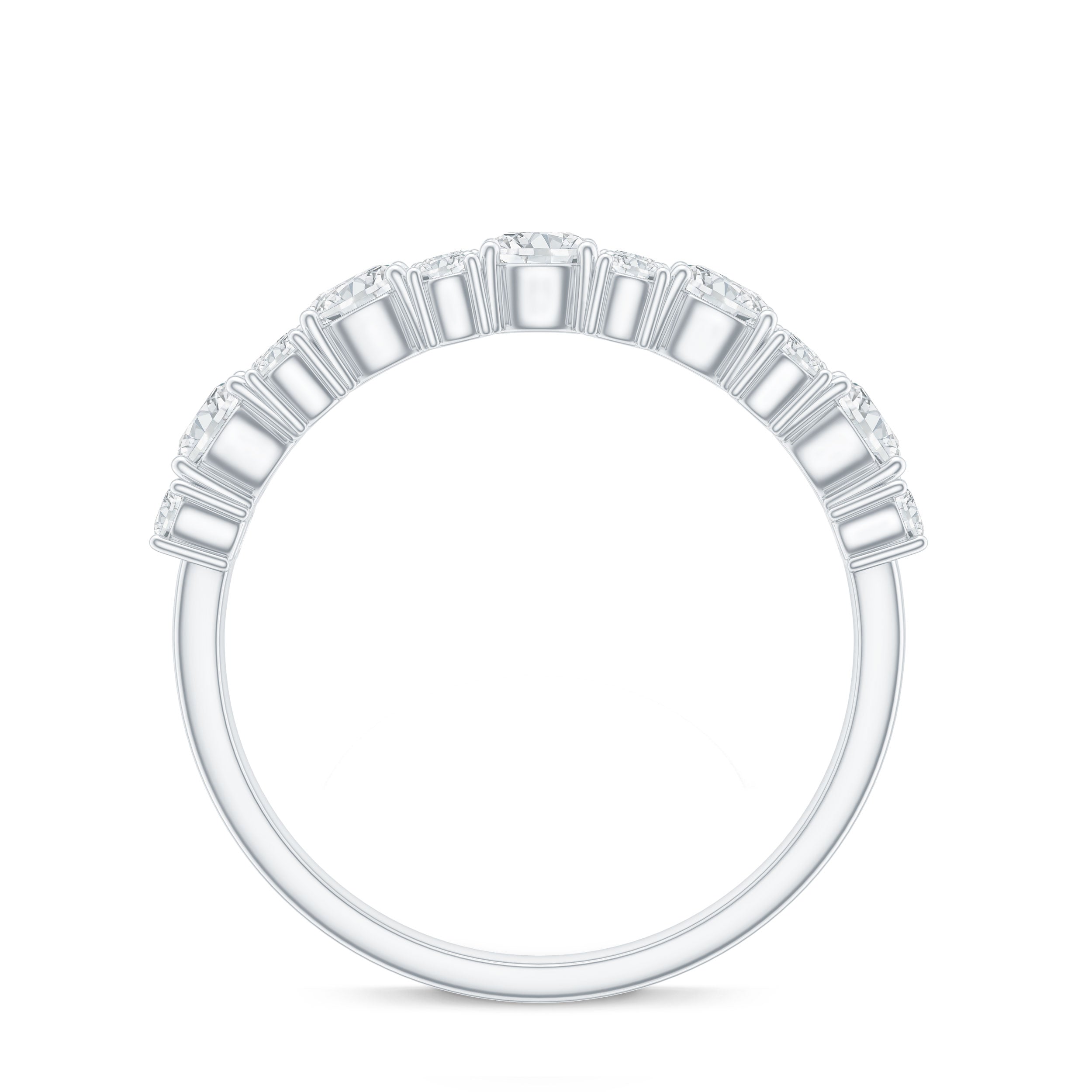 Moissanite Half Eternity Wedding Band with Certificate D-VS1 - Rosec Jewels