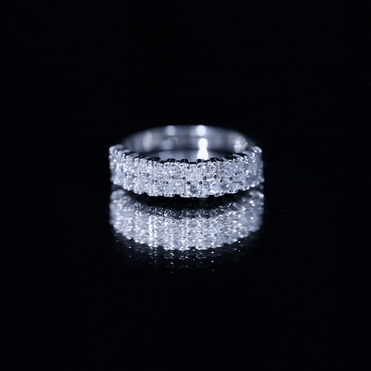 Double Row Moissanite Eternity Wedding Band D-VS1 - Rosec Jewels