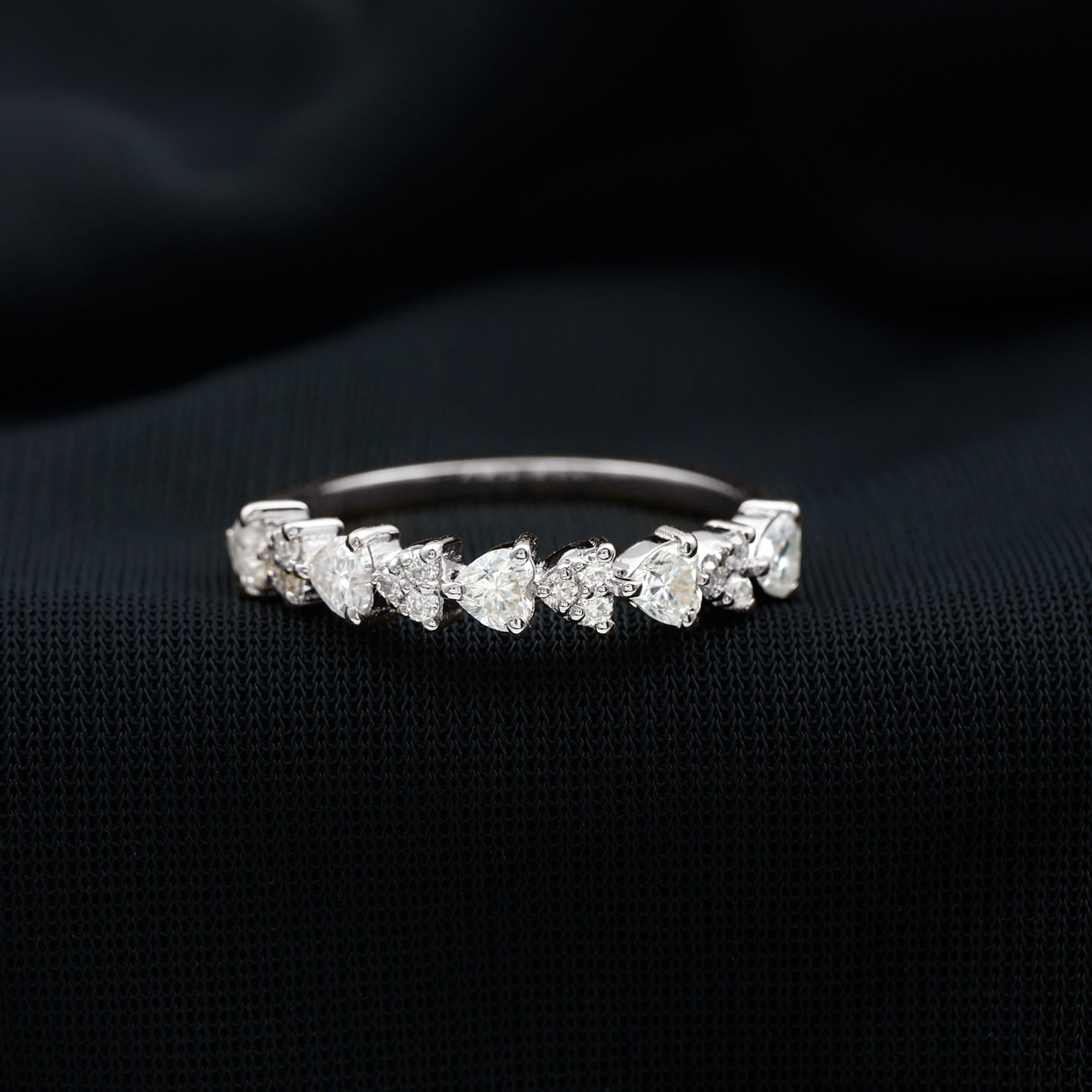 Rosec Jewels-Heart Shaped Moissanite Half Eternity Band Ring