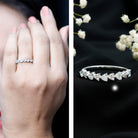 Heart Shaped Moissanite Half Eternity Band Ring D-VS1 - Rosec Jewels