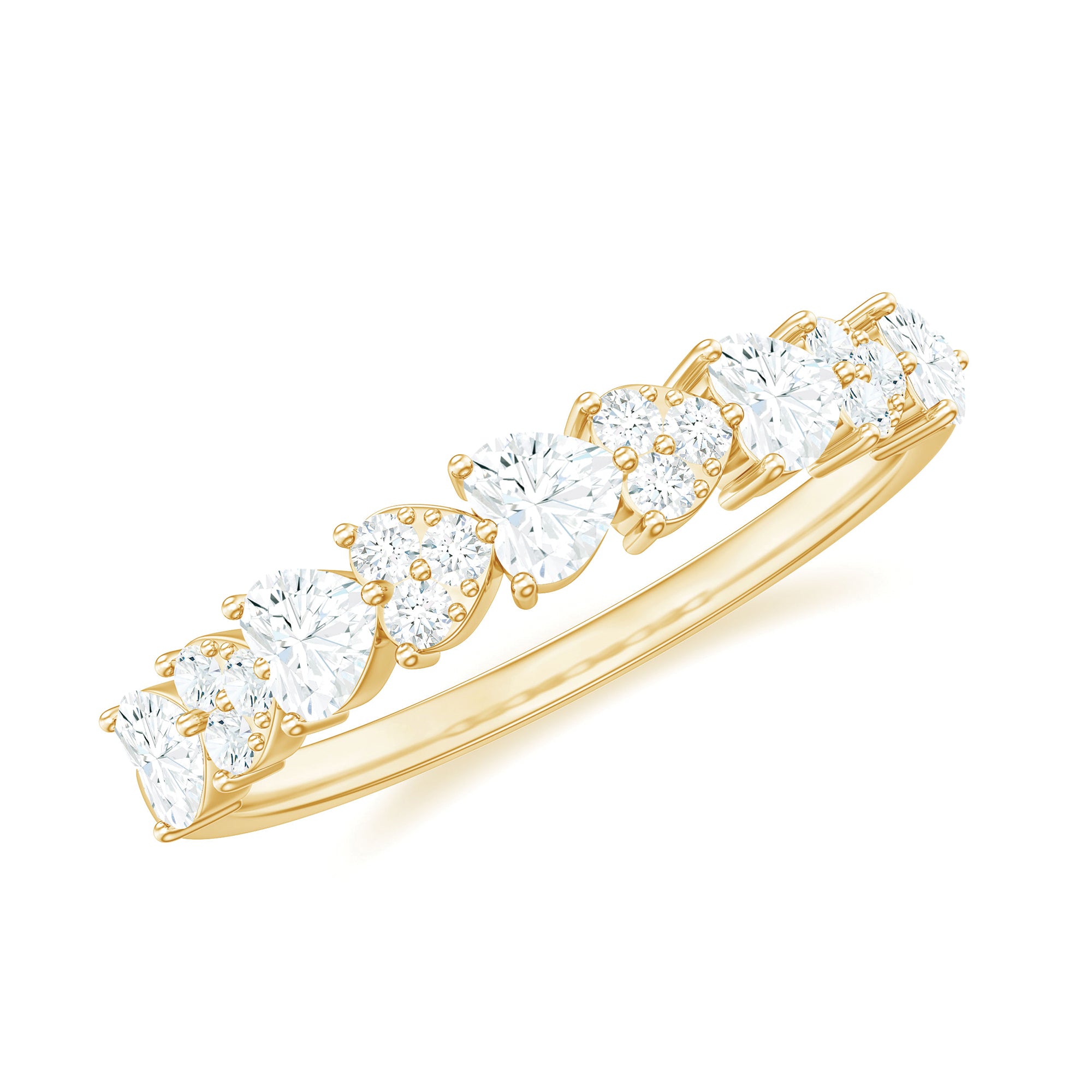 Rosec Jewels-Heart Shaped Moissanite Half Eternity Band Ring