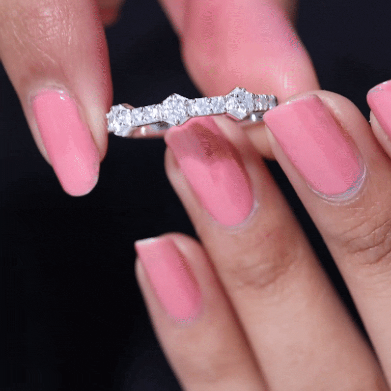 Rosec Jewels-Round Cut Moissanite Half Eternity Band Ring