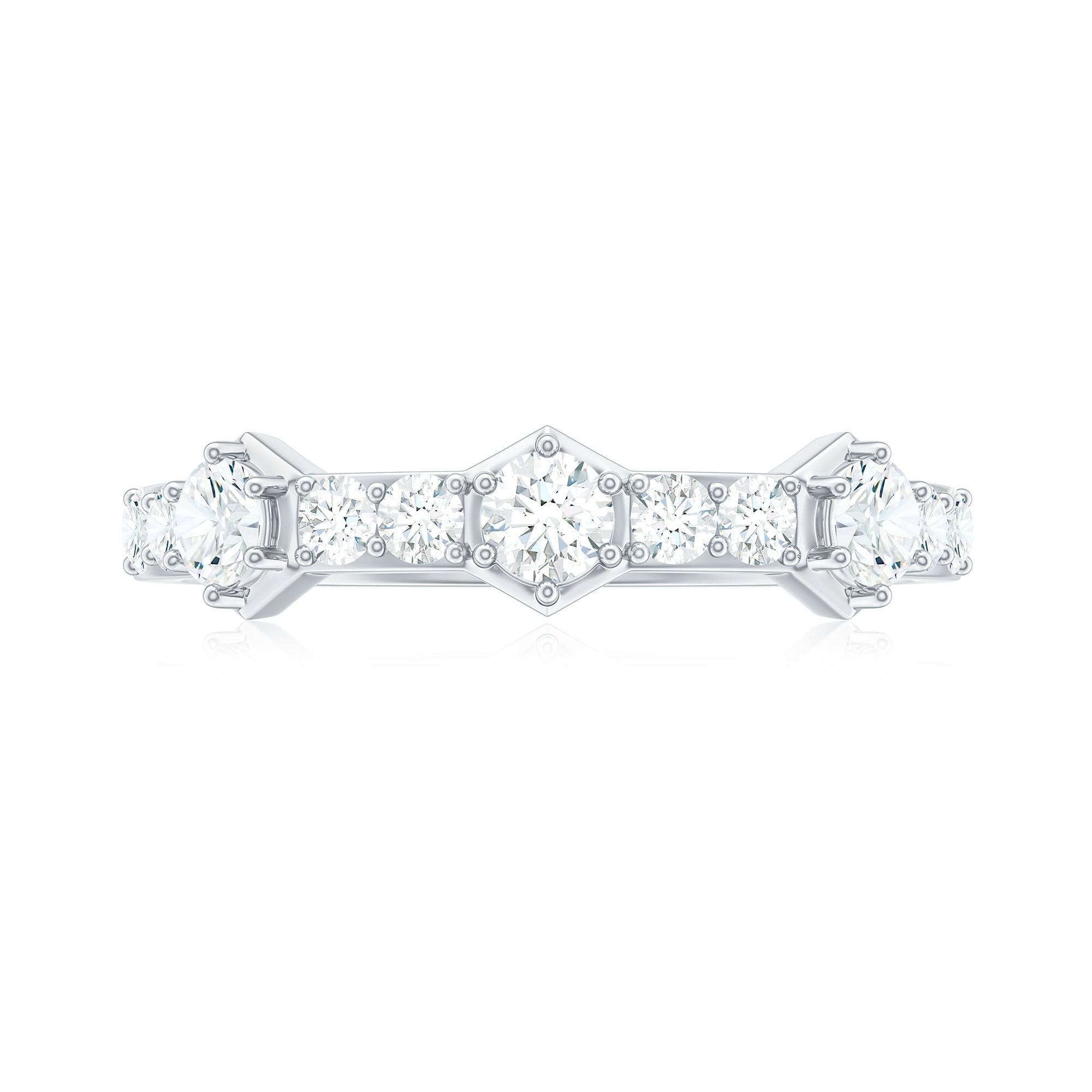 Rosec Jewels-Round Cut Moissanite Half Eternity Band Ring