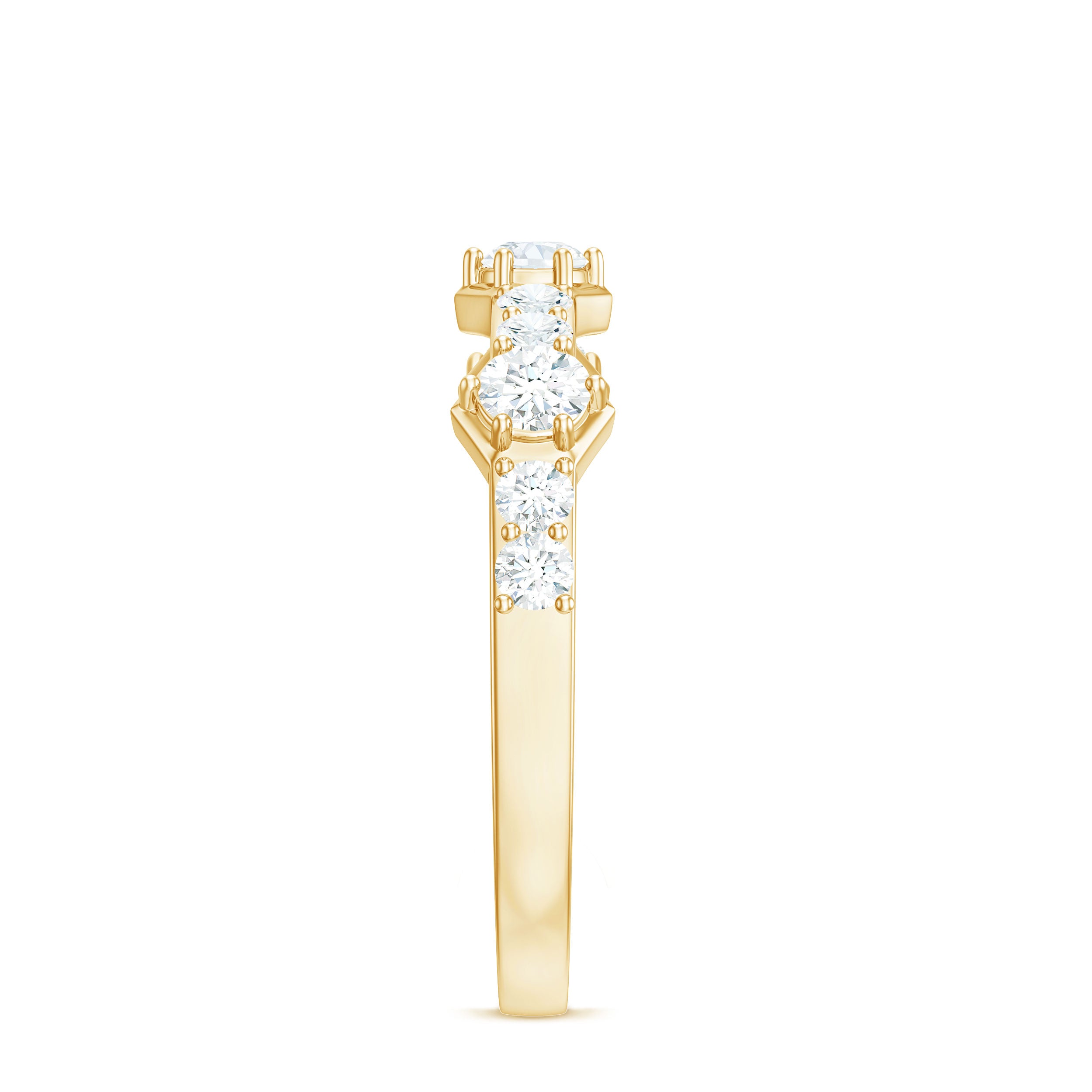 Rosec Jewels-Round Cut Moissanite Half Eternity Band Ring