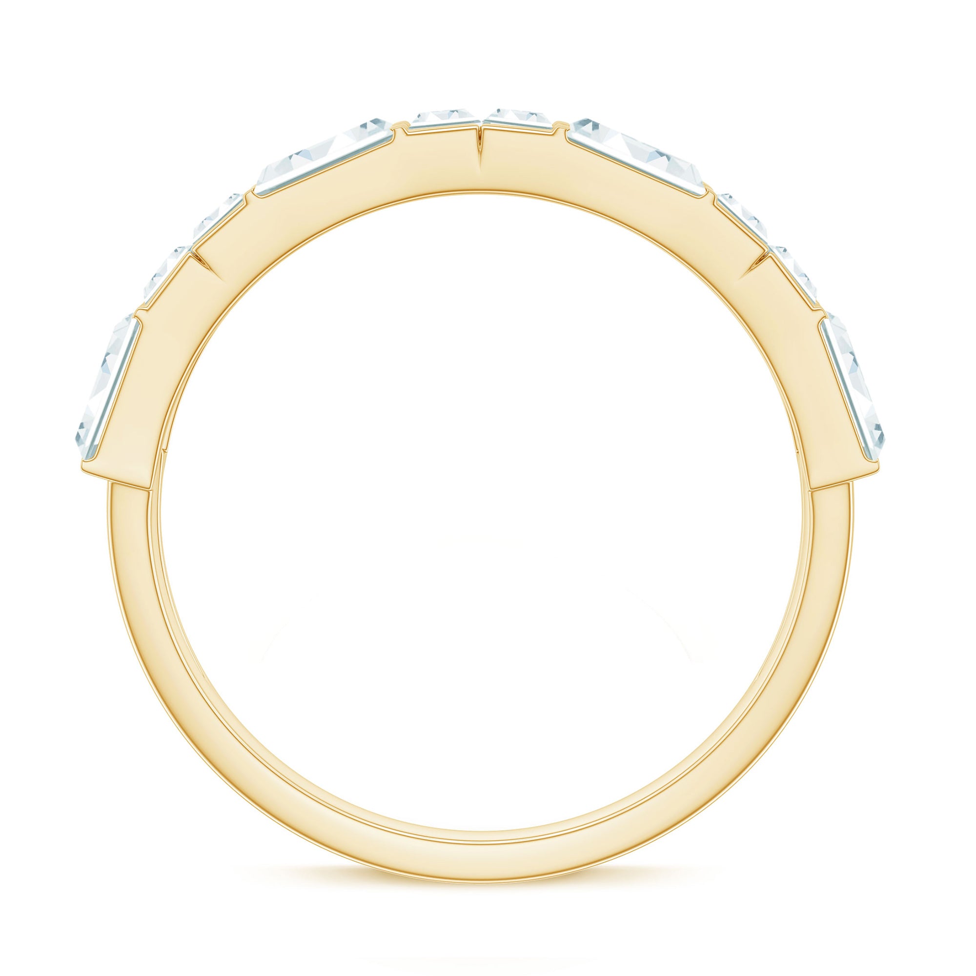 Baguette Cut Zirconia Half Eternity Wedding Band Ring AAAA - Rosec Jewels
