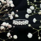 Cluster Moissanite Half Eternity Wedding Band For Her D-VS1 - Rosec Jewels