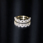 Certified Moissanite Half Eternity Wedding Band in Crown Style D-VS1 - Rosec Jewels