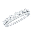 Certified Moissanite Half Eternity Wedding Band in Crown Style D-VS1 - Rosec Jewels