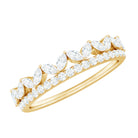 Certified Moissanite Half Eternity Wedding Band in Crown Style D-VS1 - Rosec Jewels