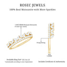 Certified Moissanite Half Eternity Wedding Band in Crown Style D-VS1 - Rosec Jewels