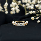 Certified Moissanite Half Eternity Wedding Band in Crown Style D-VS1 - Rosec Jewels